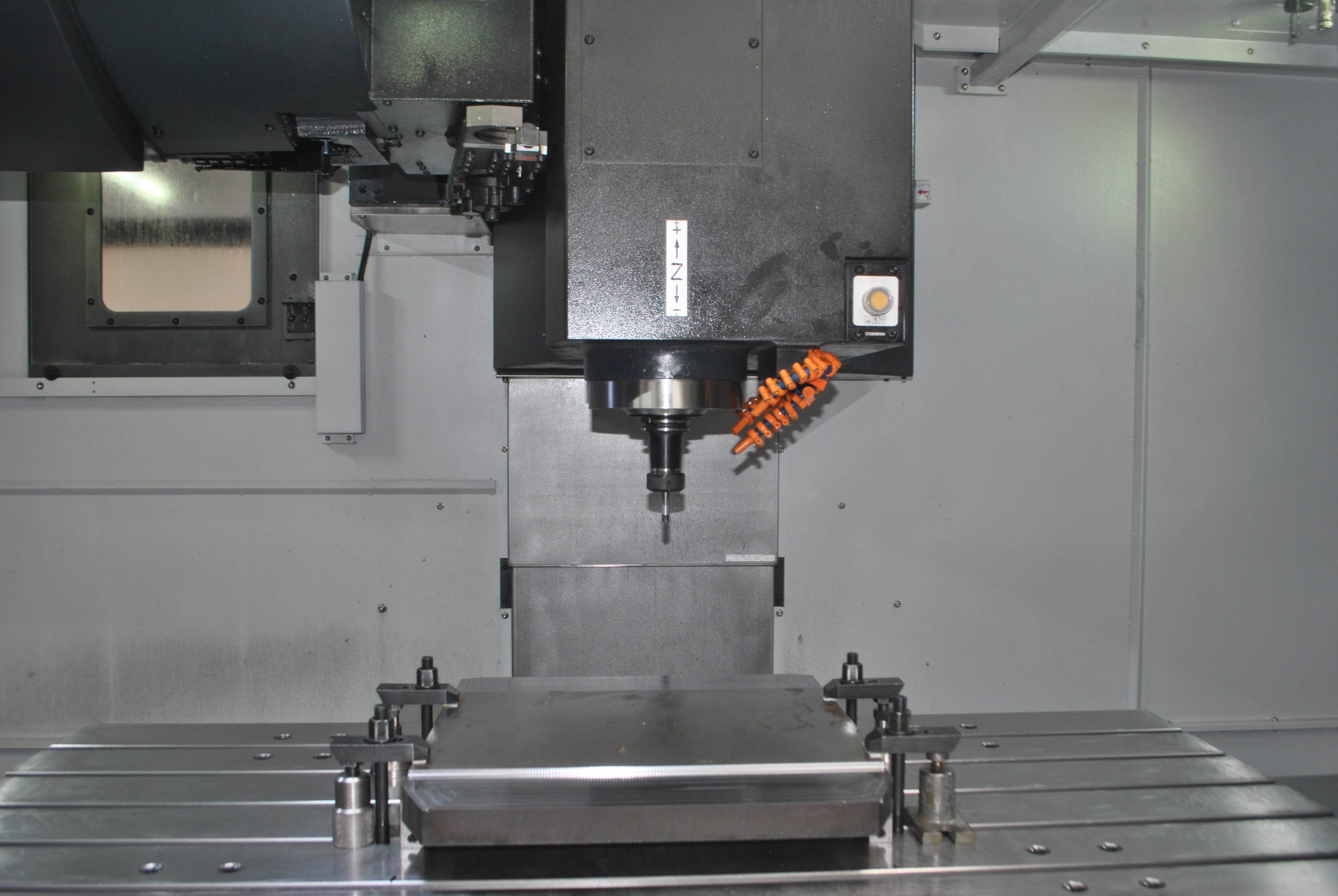 Interior close-up of a Dn Solutions DNM 750 II Vertical Machining Centre